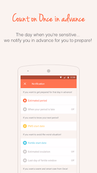 Once -A special period tracker Screenshot 4 - AppWisp.com Once -A special period tracker Screenshot 4 - AppWisp.com