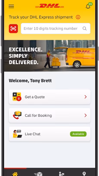 DHL Express Mobile Screenshot 1 - AppWisp.com