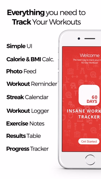 Insane 60 Day Workout Tracker Screenshot 2 - AppWisp.com Insane 60 Day Workout Tracker Screenshot 2 - AppWisp.com
