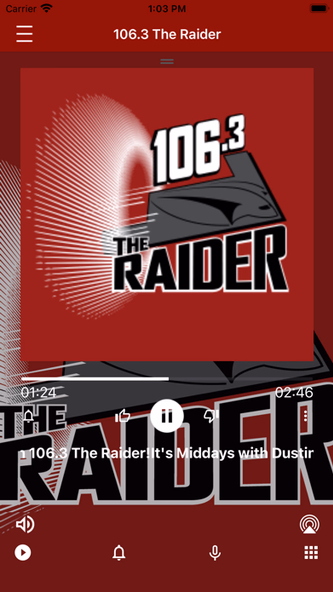 106.3 The Raider Screenshot 1 - AppWisp.com 106.3 The Raider Screenshot 1 - AppWisp.com