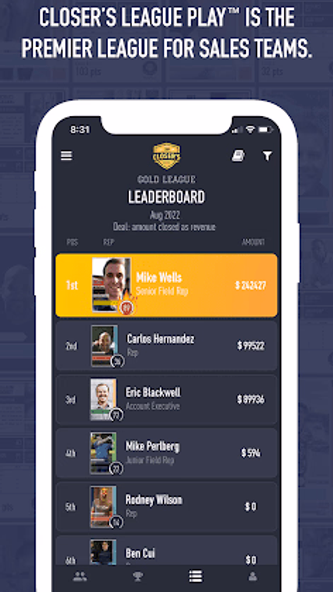 Closers Sales League Screenshot 1 - AppWisp.com Closers Sales League Screenshot 1 - AppWisp.com