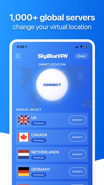 SkyBlueVPN: VPN Fast & Secure Screenshot 3 - AppWisp.com SkyBlueVPN: VPN Fast & Secure Screenshot 3 - AppWisp.com