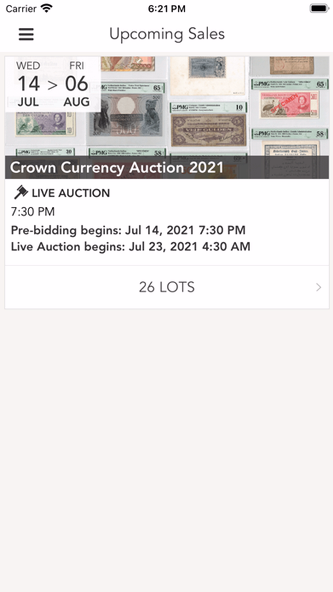 Crown Currency Auctions Screenshot 1 - AppWisp.com Crown Currency Auctions Screenshot 1 - AppWisp.com