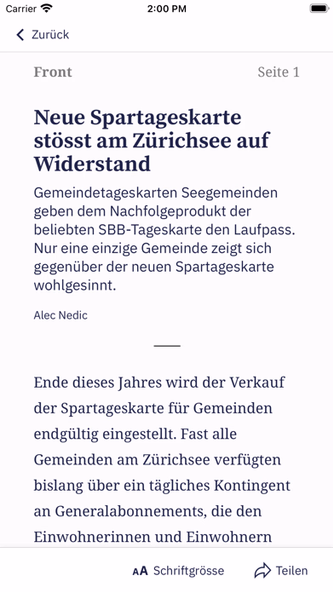 Zürichsee-Zeitung E-Paper Screenshot 2 - AppWisp.com Zürichsee-Zeitung E-Paper Screenshot 2 - AppWisp.com
