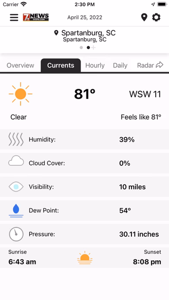 WSPA Weather Screenshot 3 - AppWisp.com WSPA Weather Screenshot 3 - AppWisp.com