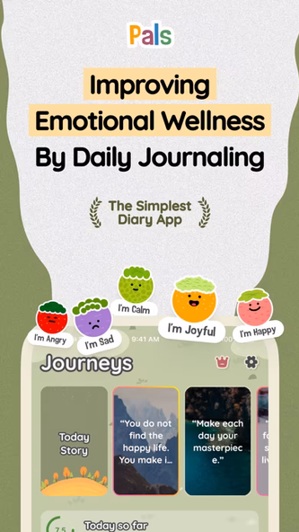 Pals: Daily log mood journal Screenshot 1 - AppWisp.com Pals: Daily log mood journal Screenshot 1 - AppWisp.com