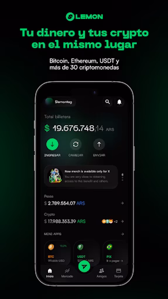 Lemon Cash: tu wallet crypto Screenshot 1 - AppWisp.com Lemon Cash: tu wallet crypto Screenshot 1 - AppWisp.com