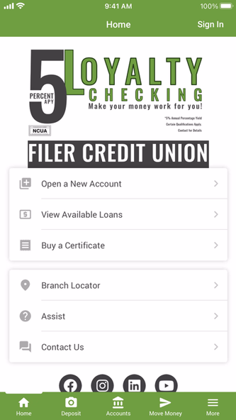 Filer Credit Union Screenshot 1 - AppWisp.com Filer Credit Union Screenshot 1 - AppWisp.com