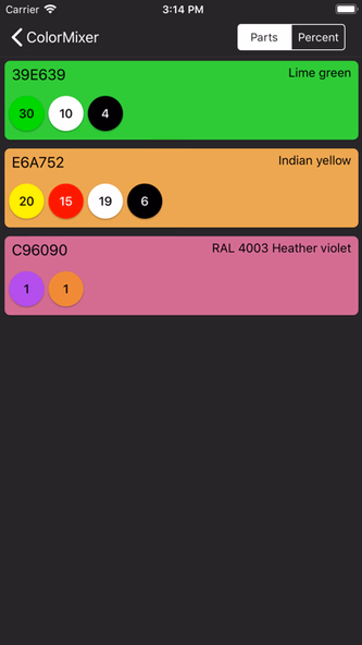 ColorMixer Mix Unmix & Convert Screenshot 2 - AppWisp.com ColorMixer Mix Unmix & Convert Screenshot 2 - AppWisp.com