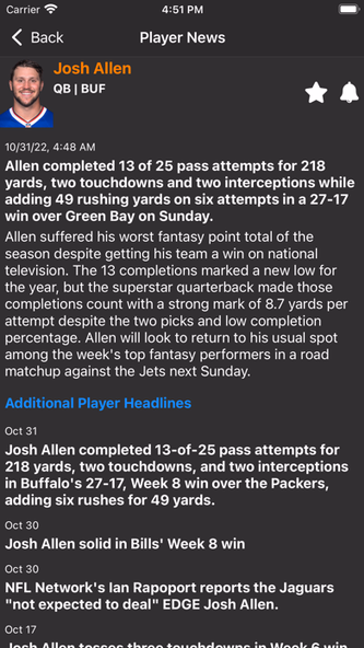 Fantasy Player News Screenshot 2 - AppWisp.com Fantasy Player News Screenshot 2 - AppWisp.com