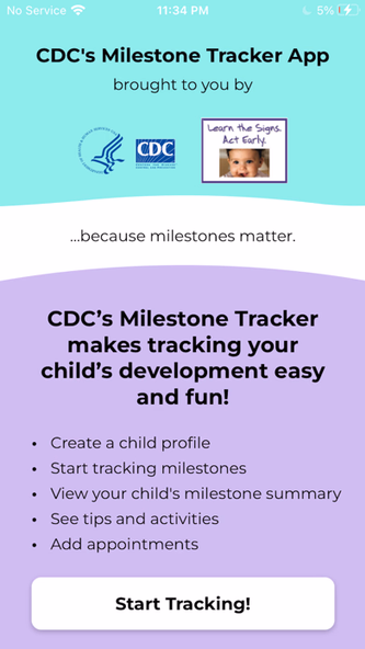 CDC's Milestone Tracker Screenshot 1 - AppWisp.com CDC's Milestone Tracker Screenshot 1 - AppWisp.com