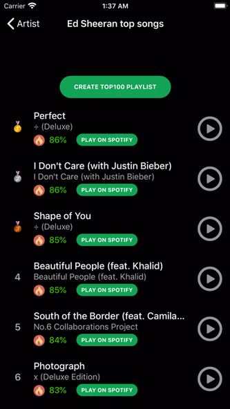 Top 100 for Spotify Screenshot 4 - AppWisp.com Top 100 for Spotify Screenshot 4 - AppWisp.com