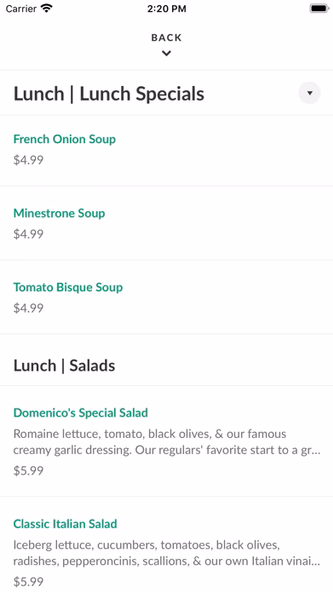Domenico's Italian Restaurant Screenshot 3 - AppWisp.com Domenico's Italian Restaurant Screenshot 3 - AppWisp.com