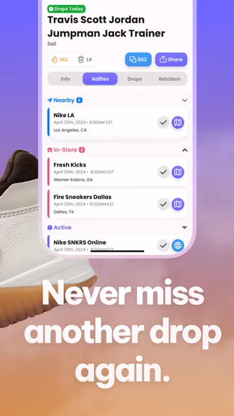 SwiftSole - Sneaker Releases Screenshot 2 - AppWisp.com SwiftSole - Sneaker Releases Screenshot 2 - AppWisp.com