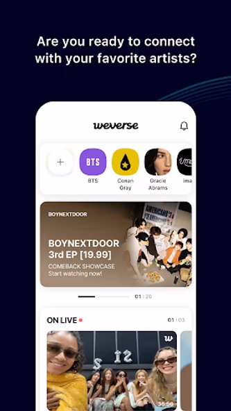 Weverse: Connect with Artists Screenshot 2 - AppWisp.com Weverse: Connect with Artists Screenshot 2 - AppWisp.com