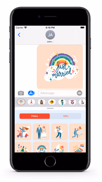 Just Married - GIFs & Stickers Screenshot 2 - AppWisp.com Just Married - GIFs & Stickers Screenshot 2 - AppWisp.com