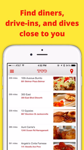 Locator for Diners, Drive-Ins, and Dives Screenshot 1 - AppWisp.com Locator for Diners, Drive-Ins, and Dives Screenshot 1 - AppWisp.com