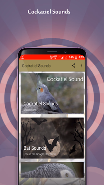 Cockatiel Sounds Screenshot 1 - AppWisp.com Cockatiel Sounds Screenshot 1 - AppWisp.com