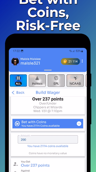 WagerLab Bet on Sports & Props Screenshot 4 - AppWisp.com WagerLab Bet on Sports & Props Screenshot 4 - AppWisp.com