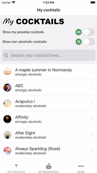 My Cocktails Screenshot 2 - AppWisp.com My Cocktails Screenshot 2 - AppWisp.com