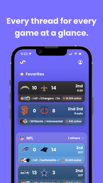 Sideline: Reddit Game Threads Screenshot 2 - AppWisp.com Sideline: Reddit Game Threads Screenshot 2 - AppWisp.com