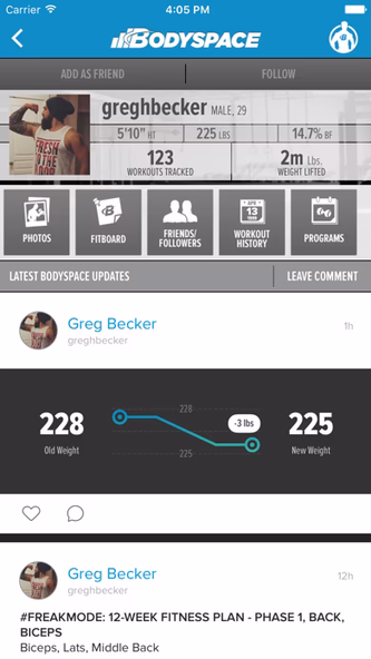 BodySpace - Social Fitness App Screenshot 1 - AppWisp.com BodySpace - Social Fitness App Screenshot 1 - AppWisp.com