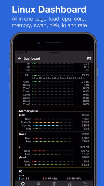 SSH Pulse: Terminal & Stats Screenshot 1 - AppWisp.com SSH Pulse: Terminal & Stats Screenshot 1 - AppWisp.com