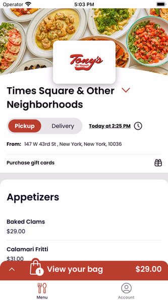 Tony's Di Napoli Screenshot 4 - AppWisp.com Tony's Di Napoli Screenshot 4 - AppWisp.com