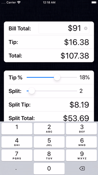 Tip Calculator % Gold Screenshot 1 - AppWisp.com Tip Calculator % Gold Screenshot 1 - AppWisp.com