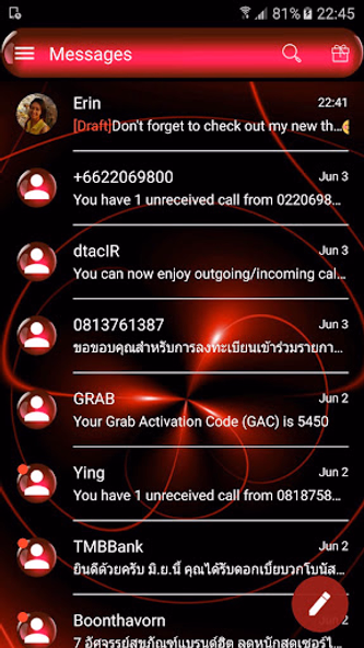 SMS Messages Spheres Red Theme Screenshot 3 - AppWisp.com SMS Messages Spheres Red Theme Screenshot 3 - AppWisp.com