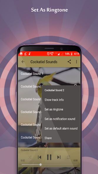 Cockatiel Sounds Screenshot 2 - AppWisp.com Cockatiel Sounds Screenshot 2 - AppWisp.com