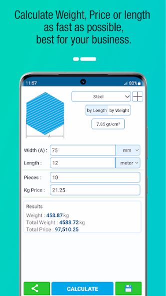 Metal Weight Calculator Screenshot 4 - AppWisp.com Metal Weight Calculator Screenshot 4 - AppWisp.com
