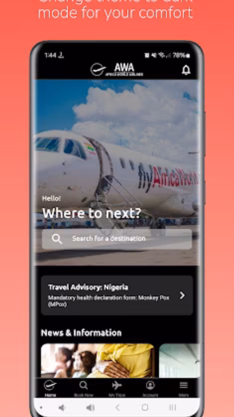 Africa World Airlines Screenshot 3 - AppWisp.com Africa World Airlines Screenshot 3 - AppWisp.com