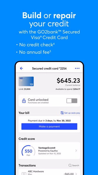 GO2bank: Mobile banking Screenshot 4 - AppWisp.com GO2bank: Mobile banking Screenshot 4 - AppWisp.com