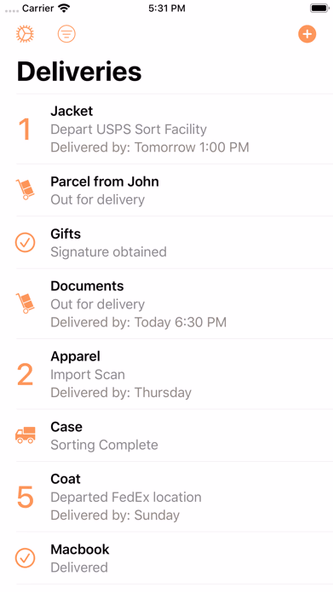 Parcel - Delivery Tracking Screenshot 1 - AppWisp.com Parcel - Delivery Tracking Screenshot 1 - AppWisp.com