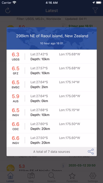 Earthquakes - Latest & Alert Screenshot 2 - AppWisp.com Earthquakes - Latest & Alert Screenshot 2 - AppWisp.com