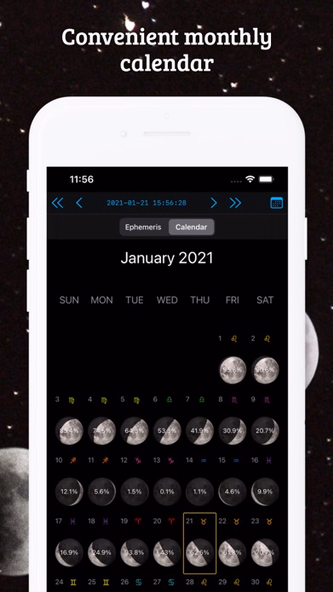 Moon Phase Calendar LunarSight Screenshot 2 - AppWisp.com Moon Phase Calendar LunarSight Screenshot 2 - AppWisp.com