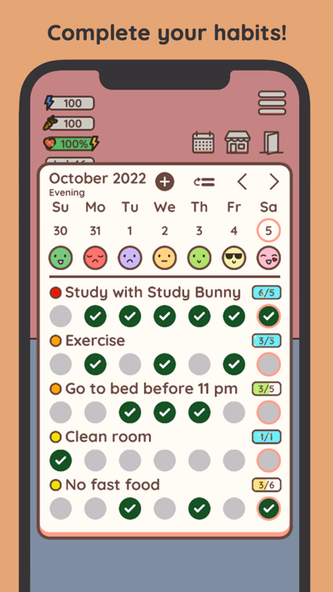 Habit Rabbit: Habit Tracker Screenshot 2 - AppWisp.com Habit Rabbit: Habit Tracker Screenshot 2 - AppWisp.com
