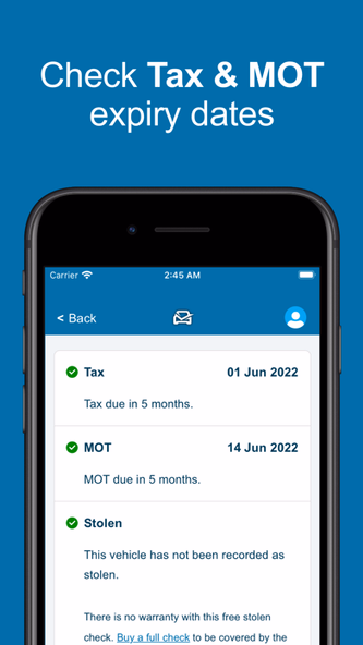 Vehicle Check - Car Tax Check Screenshot 2 - AppWisp.com Vehicle Check - Car Tax Check Screenshot 2 - AppWisp.com