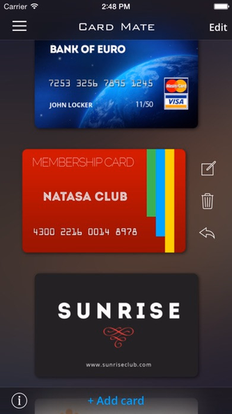 Card Mate - credit wallet Screenshot 2 - AppWisp.com Card Mate - credit wallet Screenshot 2 - AppWisp.com