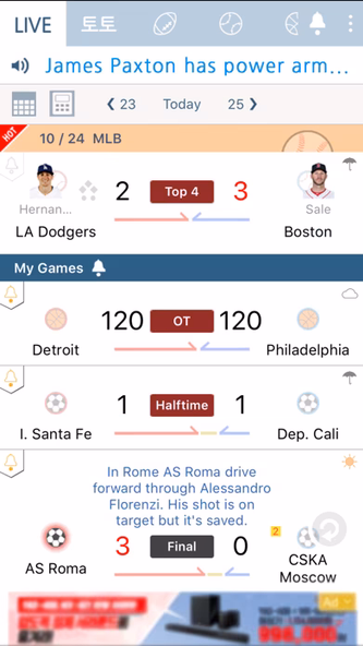 LIVE Score - the Fastest Score Screenshot 1 - AppWisp.com LIVE Score - the Fastest Score Screenshot 1 - AppWisp.com
