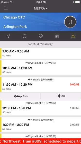 onTime Metra, CTA Screenshot 1 - AppWisp.com onTime Metra, CTA Screenshot 1 - AppWisp.com