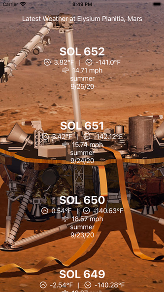 Mars Weather with Widgets Screenshot 3 - AppWisp.com Mars Weather with Widgets Screenshot 3 - AppWisp.com