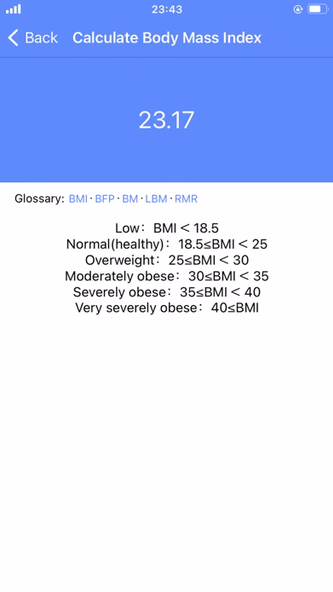 BMI BFP BMR Calculator Screenshot 2 - AppWisp.com BMI BFP BMR Calculator Screenshot 2 - AppWisp.com